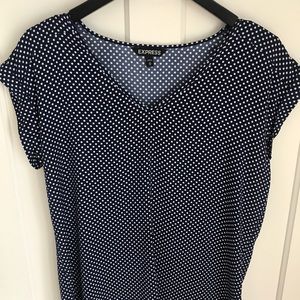 Navy & White polka dot Express blouse
